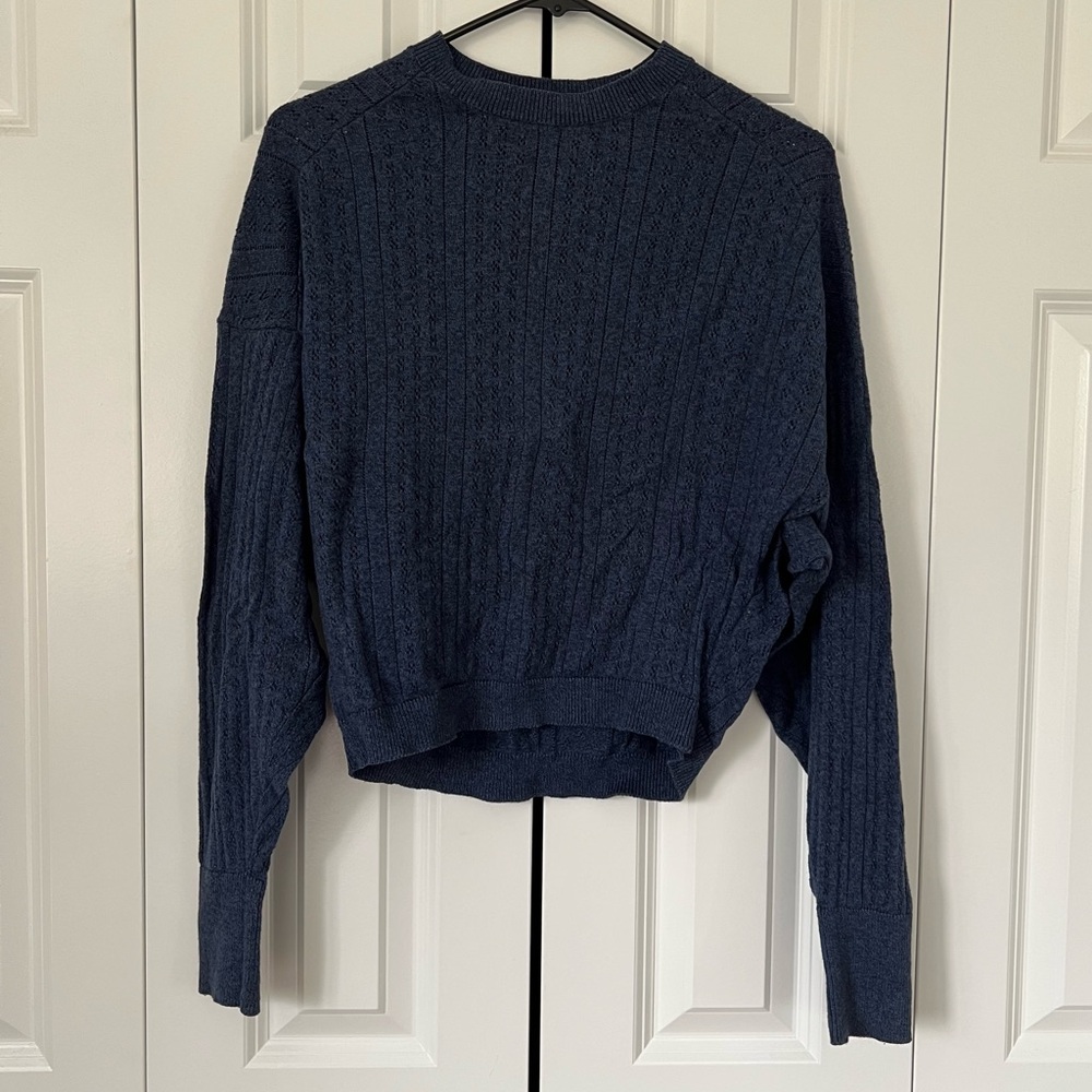 James Street Co Eyelet Raglan Sweater Top - Picture 2 of 6